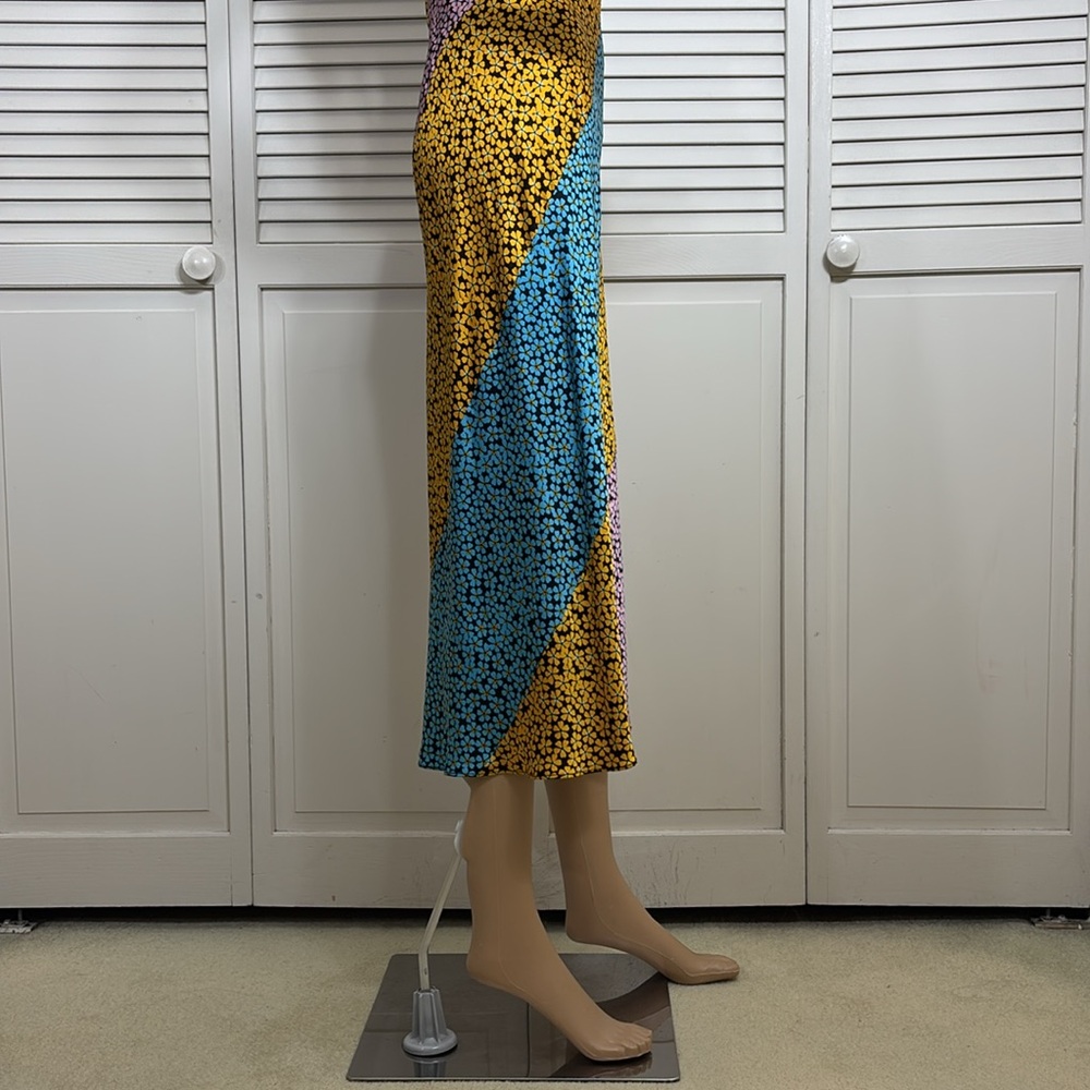 Diane Von Furstenberg Multicolor Silk Floral Midi Dress Size 4 - Picture 6 of 13